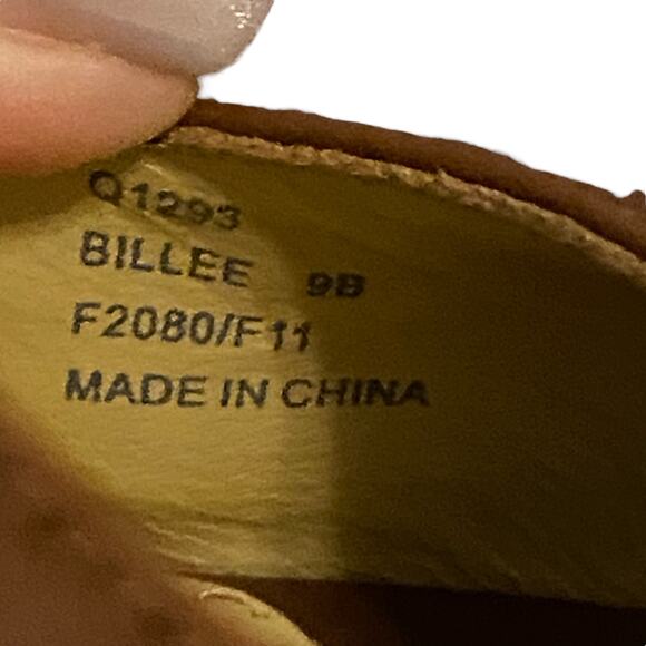 Coach (Style Q1293) Billee Golden Studded Peep Toe 4" Heels Size 9B in Brown - Picture 13 of 15